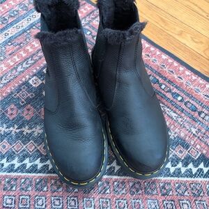 Dr. Martens Black Boots with Yellow Stitching